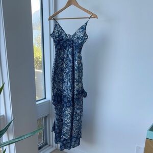 Abercrombie & Fitch Tiered Blue and White Maxi Dress